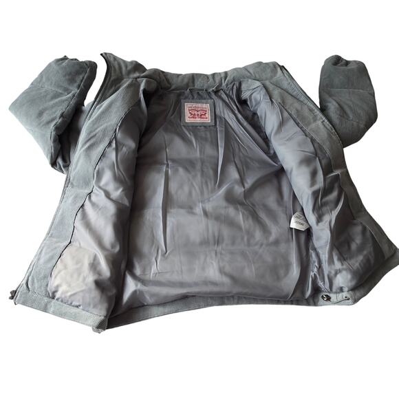 New Levi's Women's Corduroy Mint Green Stand Collar Puffer Zip up Jacket Medium - Picture 6 of 16